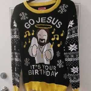 Hybrid Apparel Black and Yellow Festive Crewneck Sweater